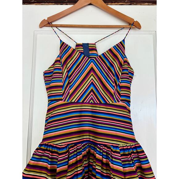 Tracy Reese Multicolor Striped Silk Party Cocktail Dress— Size XS / Small - Picture 2 of 6